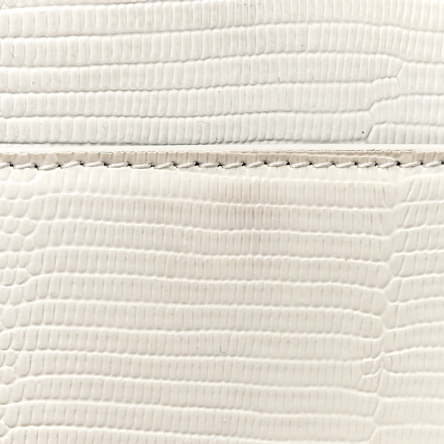 Patent Calfskin Lizard Embossed XS Sharp Top Handle Bag White
