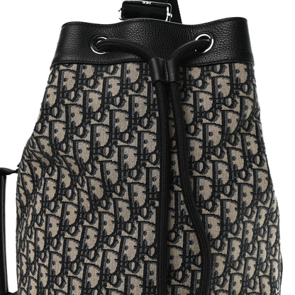 Christian Dior Oblique Convertible Drawstring Sling Bucket Backpack Black Multicolor Black Multicolor 8 of 10