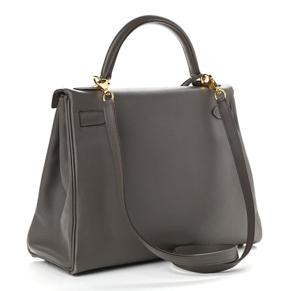 Hermes Evercolor Kelly Retourne 32 Etain 2 of 12