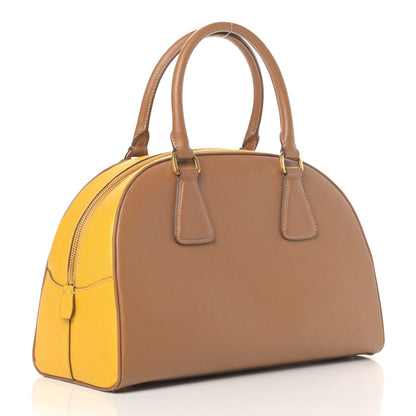 Prada Saffiano Lux Bauletto Caramel Mimosa 6 of 18