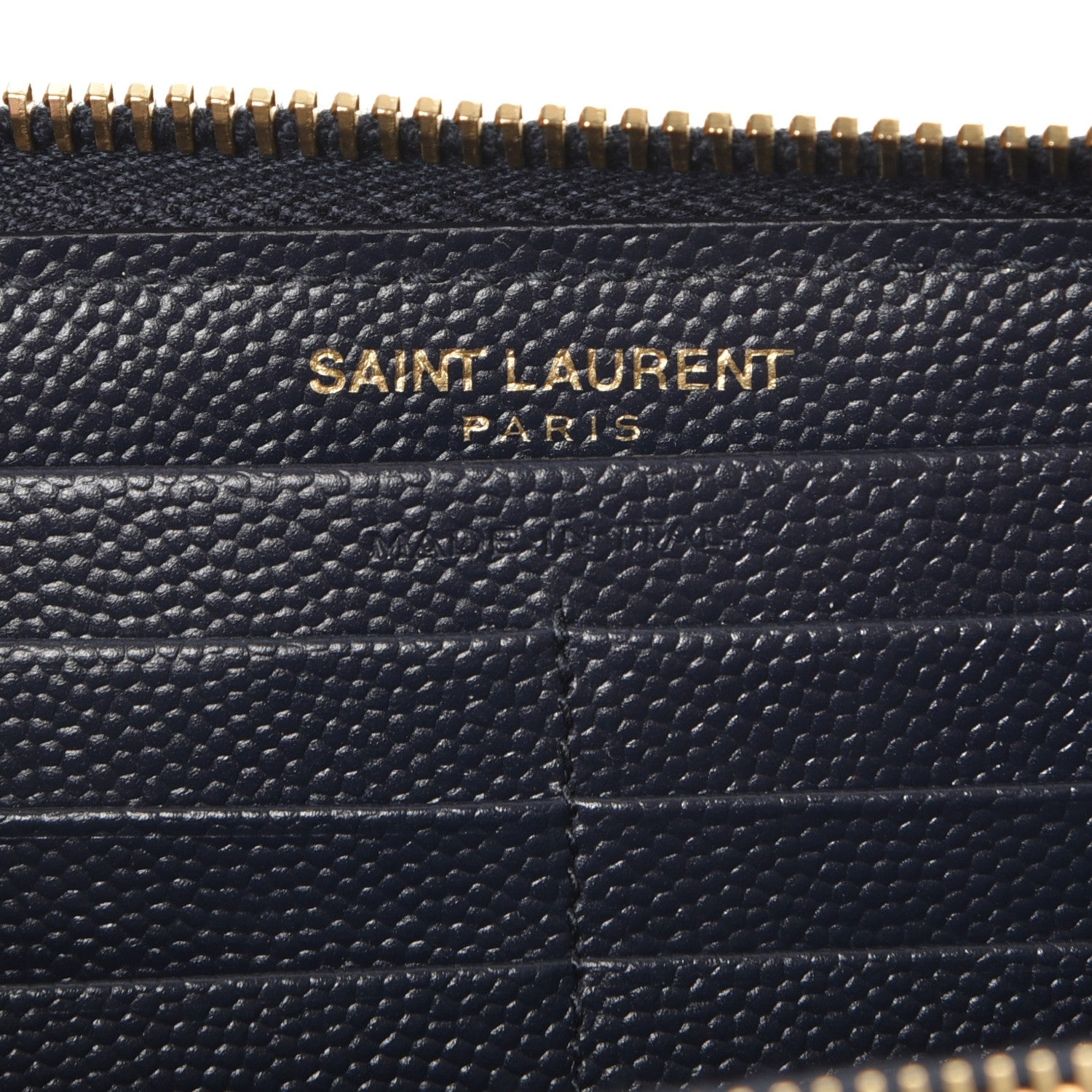 Saint Laurent Grain De Poudre Matelasse Chevron Monogram Zip Around Wallet Deep Marine 6 of 9