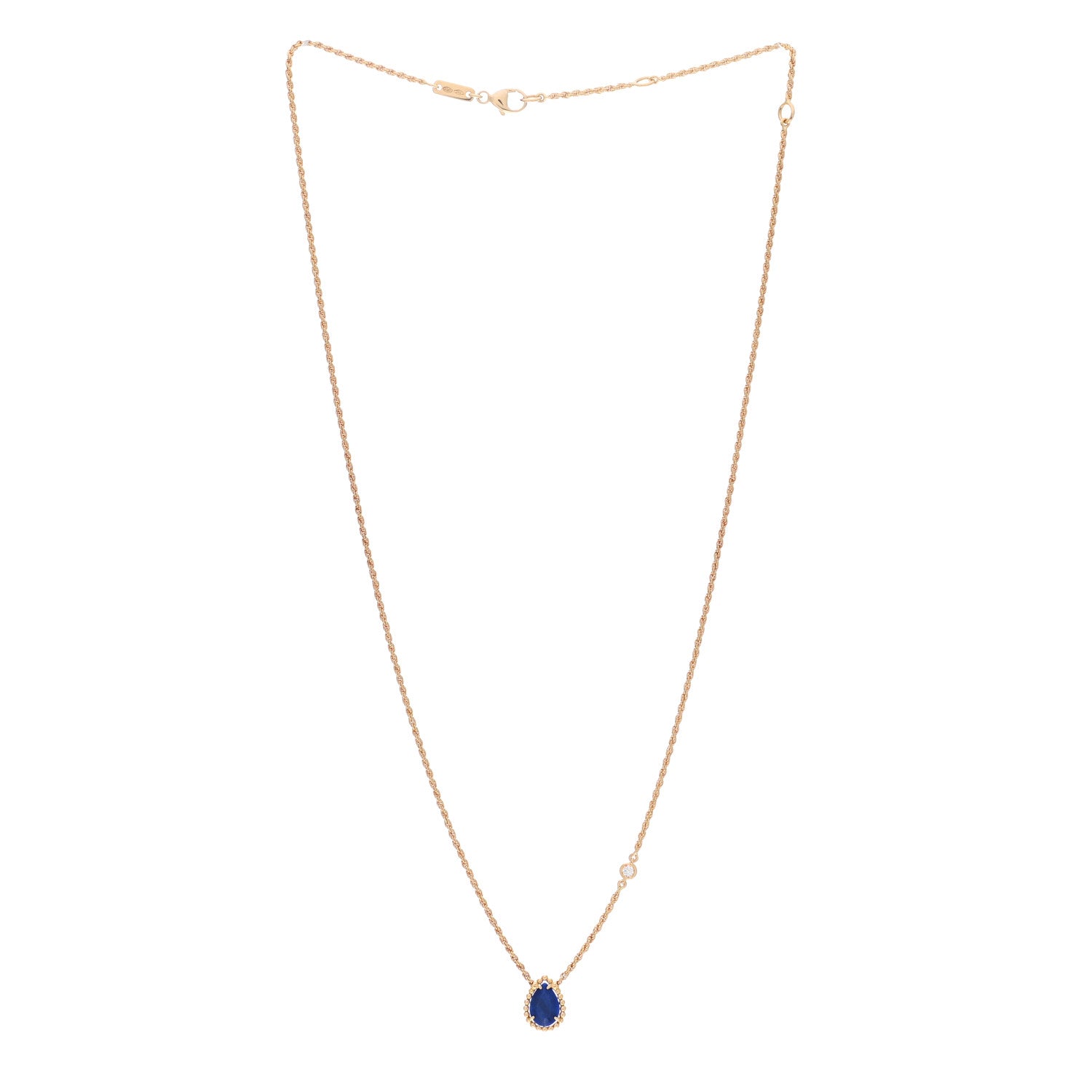 Boucheron 18K Yellow Gold Diamond Lapis Lazuli XS Serpent Boheme Necklace 3 of 6