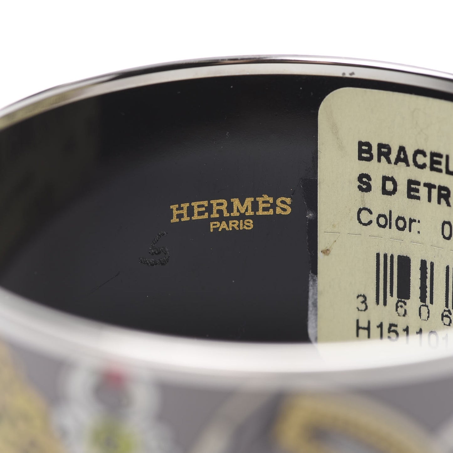 Enamel Printed Extra Wide Concours d'Etrier Bracelet 65 Taupe