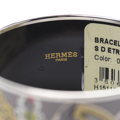Hermes Enamel Printed Extra Wide Concours d'Etrier Bracelet 65 Taupe 4 of 5