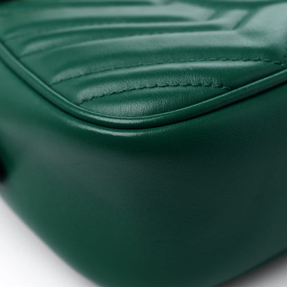 Gucci Calfskin Matelasse Small GG Marmont Chain Shoulder Bag Emerald Green 11 of 13
