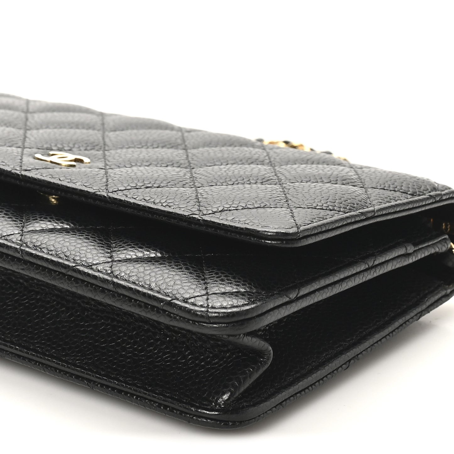 Caviar Quilted Wallet on Chain WOC Black