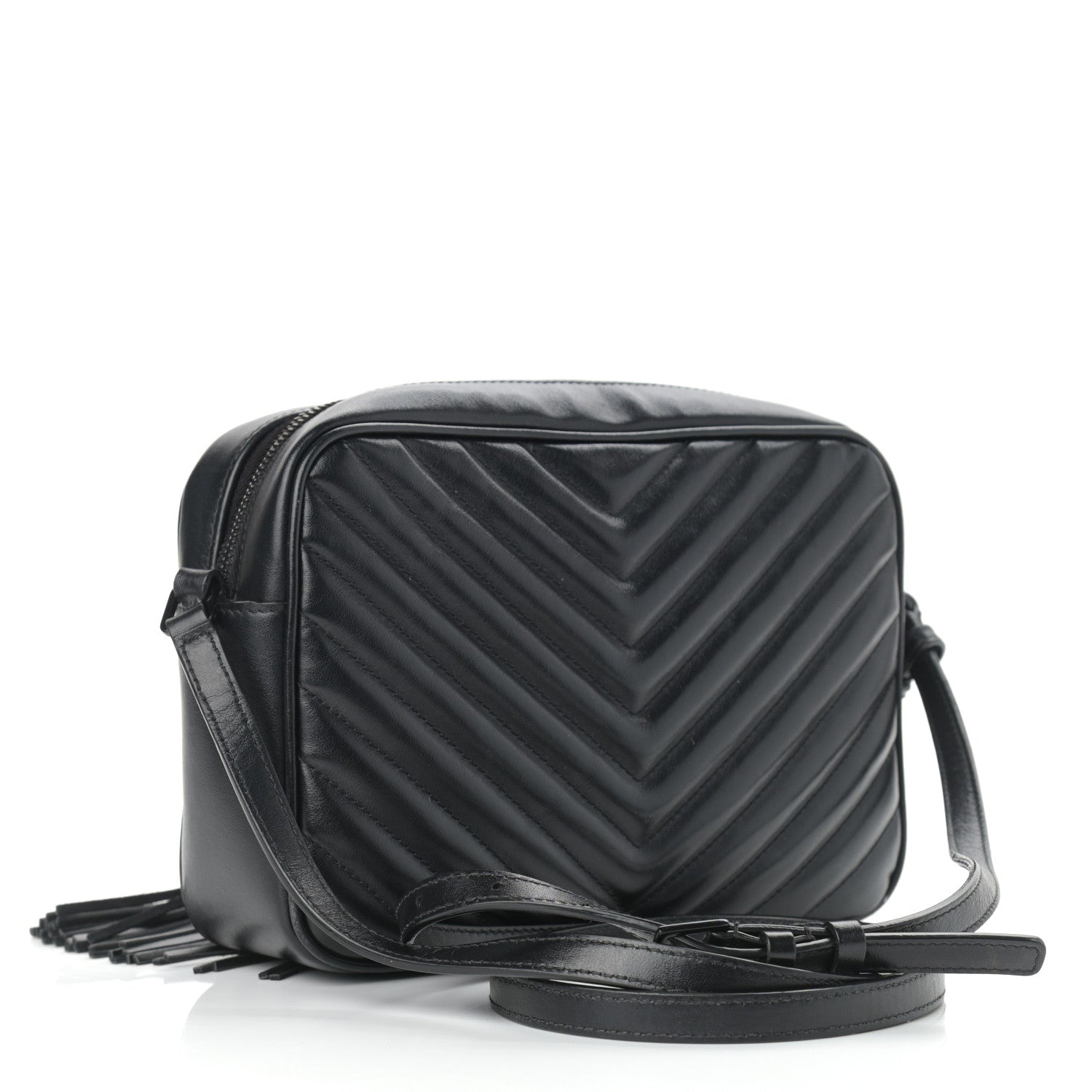 Saint Laurent Calfskin Matelasse Monogram Lou Camera Bag Black 3 of 12