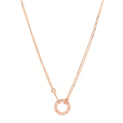 Cartier 18K Pink Gold 2 Diamond LOVE Necklace 1 of 4