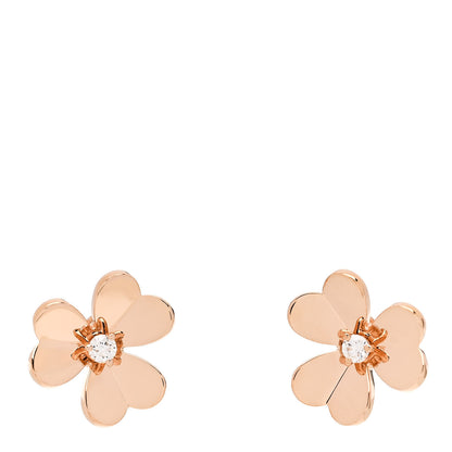 Van Cleef & Arpels 18K Rose Gold Diamond Small Frivole Earrings 1 of 6