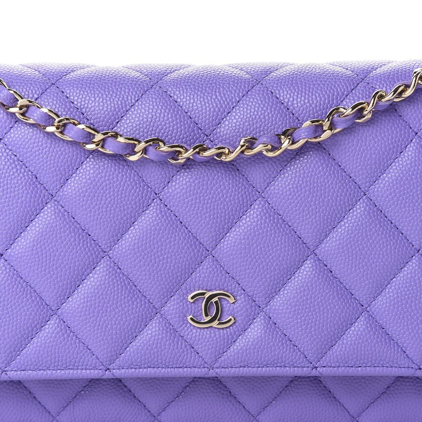 Caviar Quilted Wallet On Chain WOC Purple