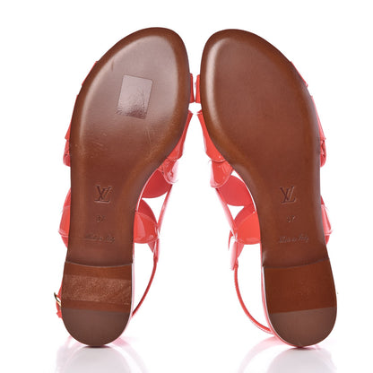 Louis Vuitton Patent Springtime Flat Sandals 37 Corail 5 of 10