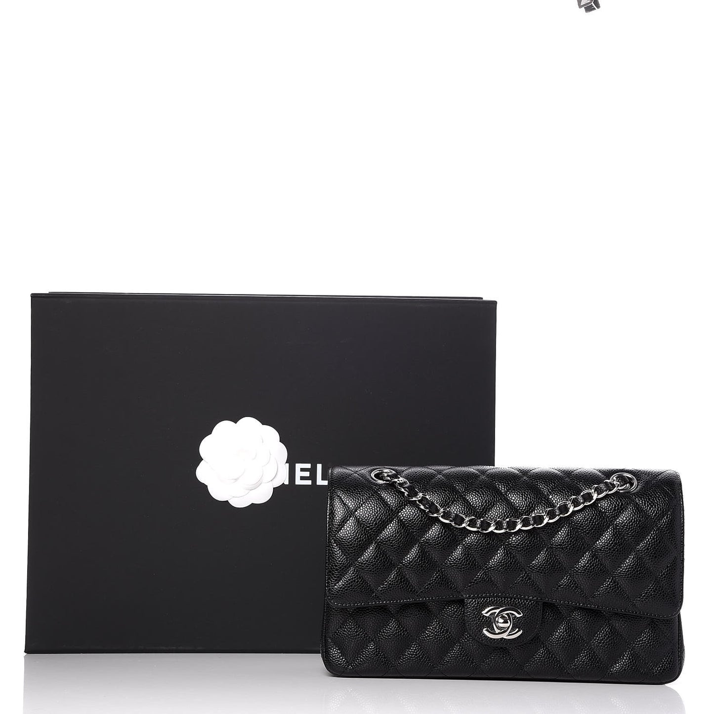 Caviar Quilted Medium Double Flap Black