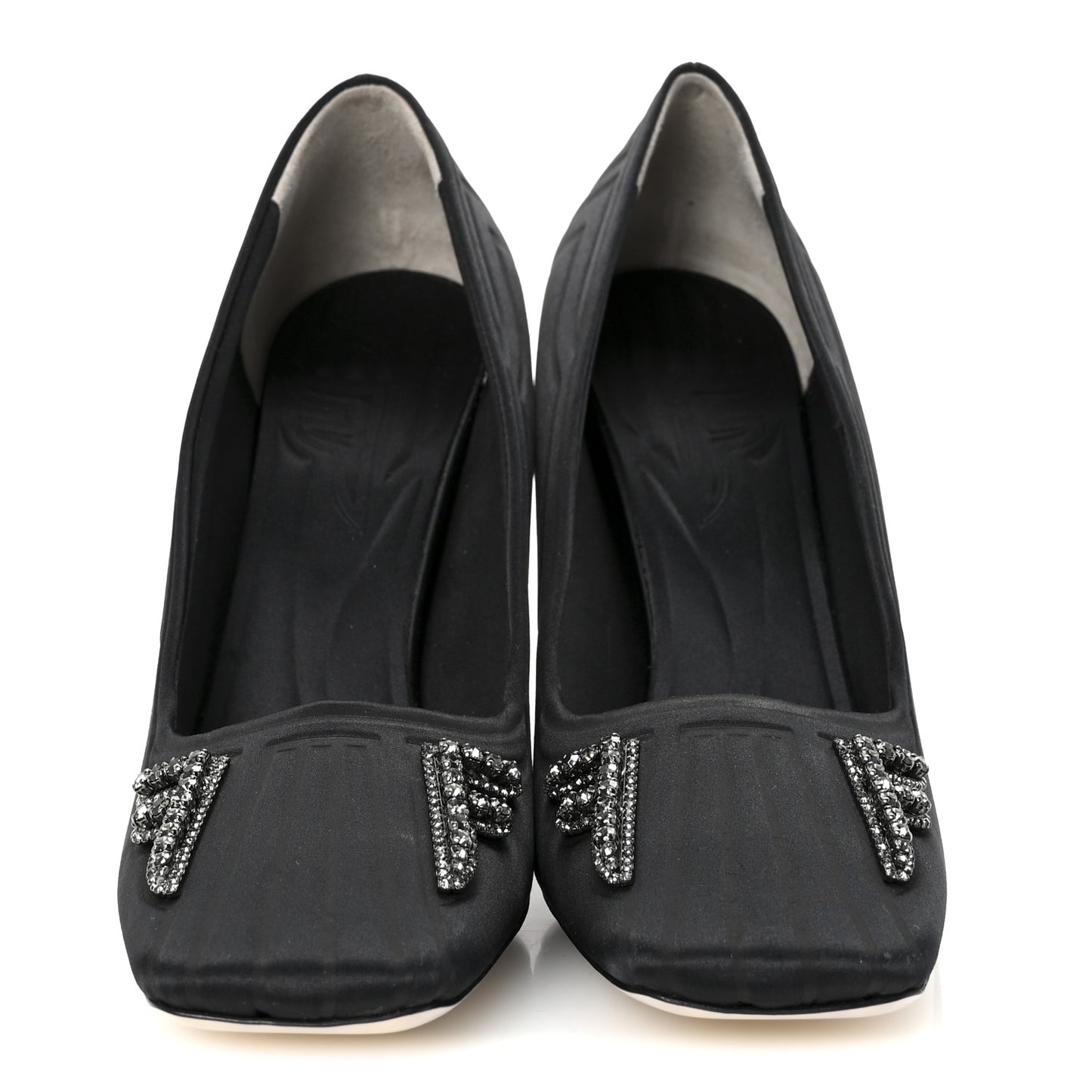 Satin Crystal Embellished FFreedom Pumps 37 Black