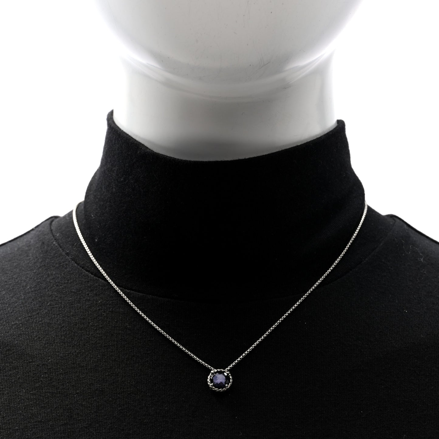 Sterling Silver Black Orchid 8mm Petite Chatelaine Pendant Necklace