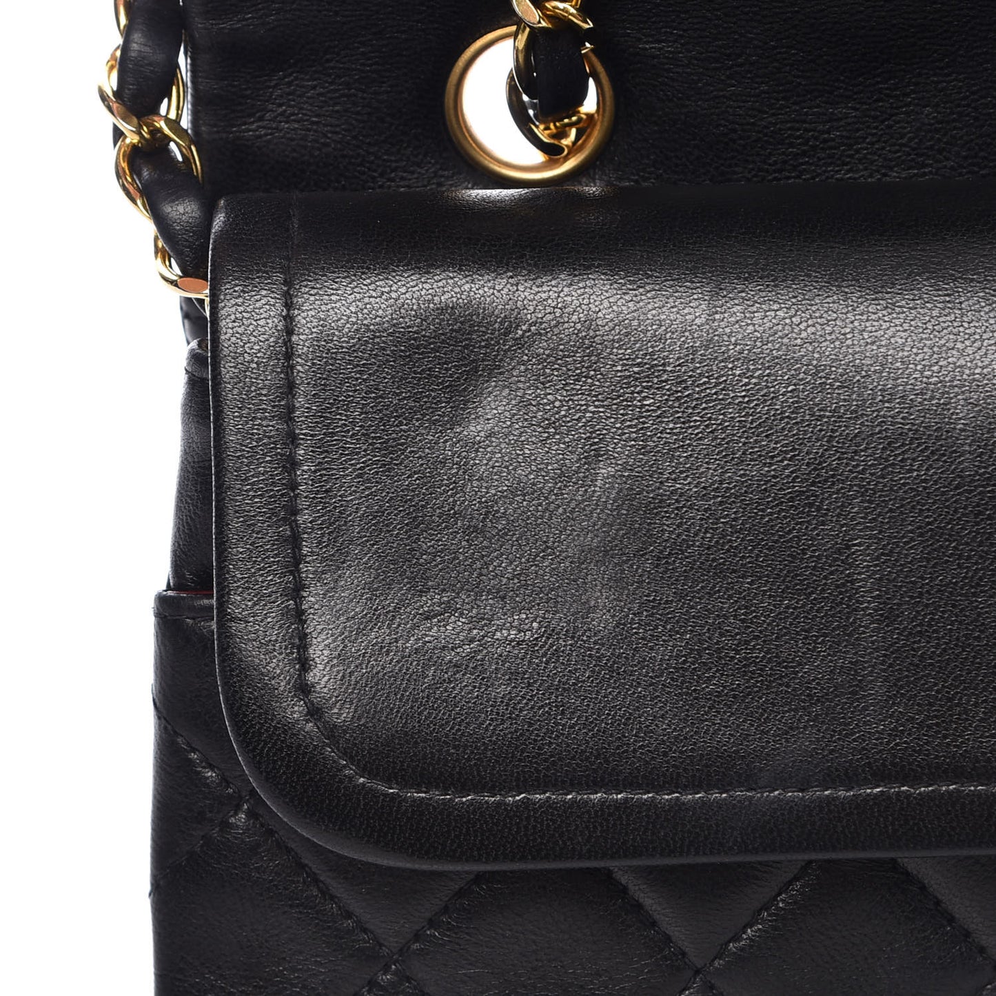 Lambskin Quilted Medium Double Flap Black
