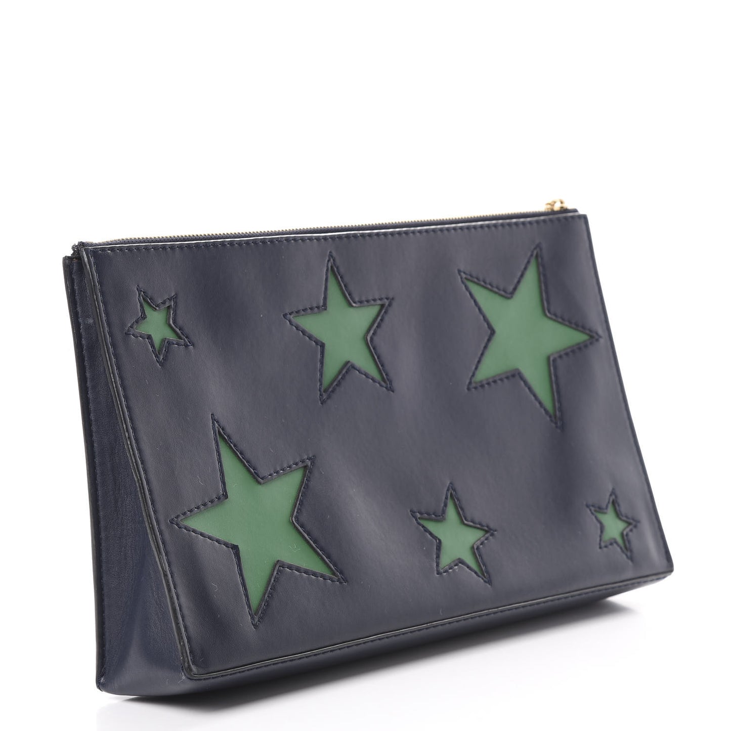 Eco Alter Nappa Star Zipped Clutch Navy Green