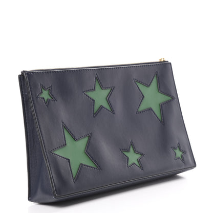 Stella McCartney Eco Alter Nappa Star Zipped Clutch Navy Green 2 of 8