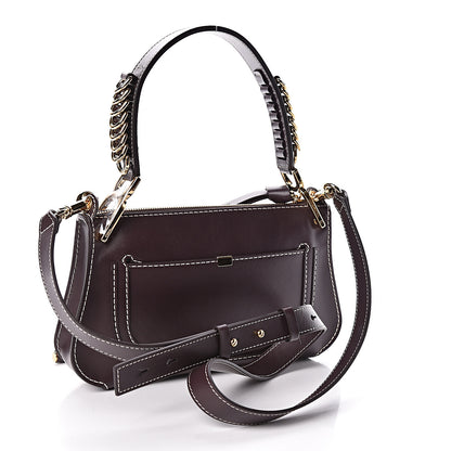Chloe Shiny Calfskin Small Marcie Saddle Shoulder Bag Black Raisin 4 of 11