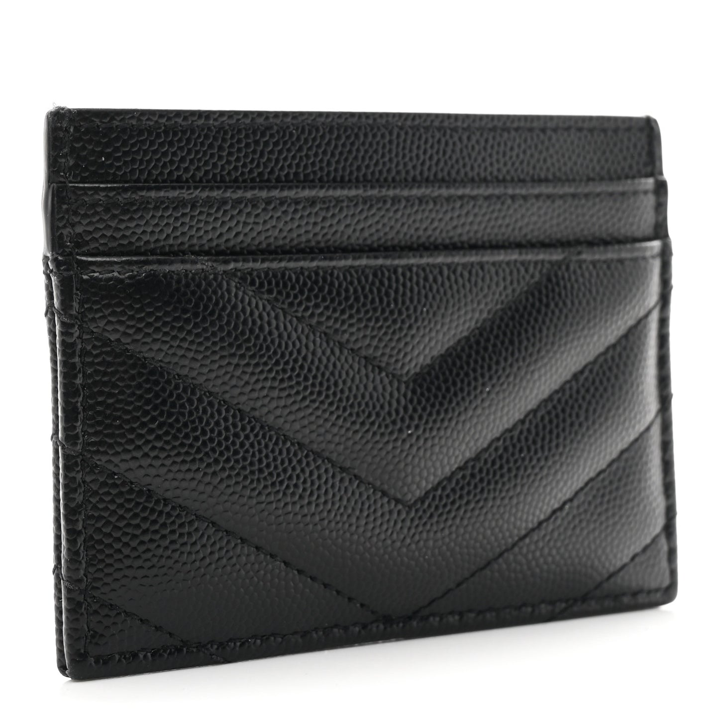 Grain De Poudre Matelasse Chevron Monochrome Monogram Credit Card Case Black