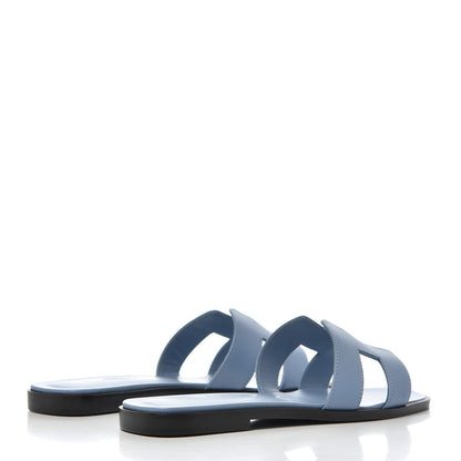 Hermes Calfskin Oran Sandals 37 Bleu Bleuet 4 of 15