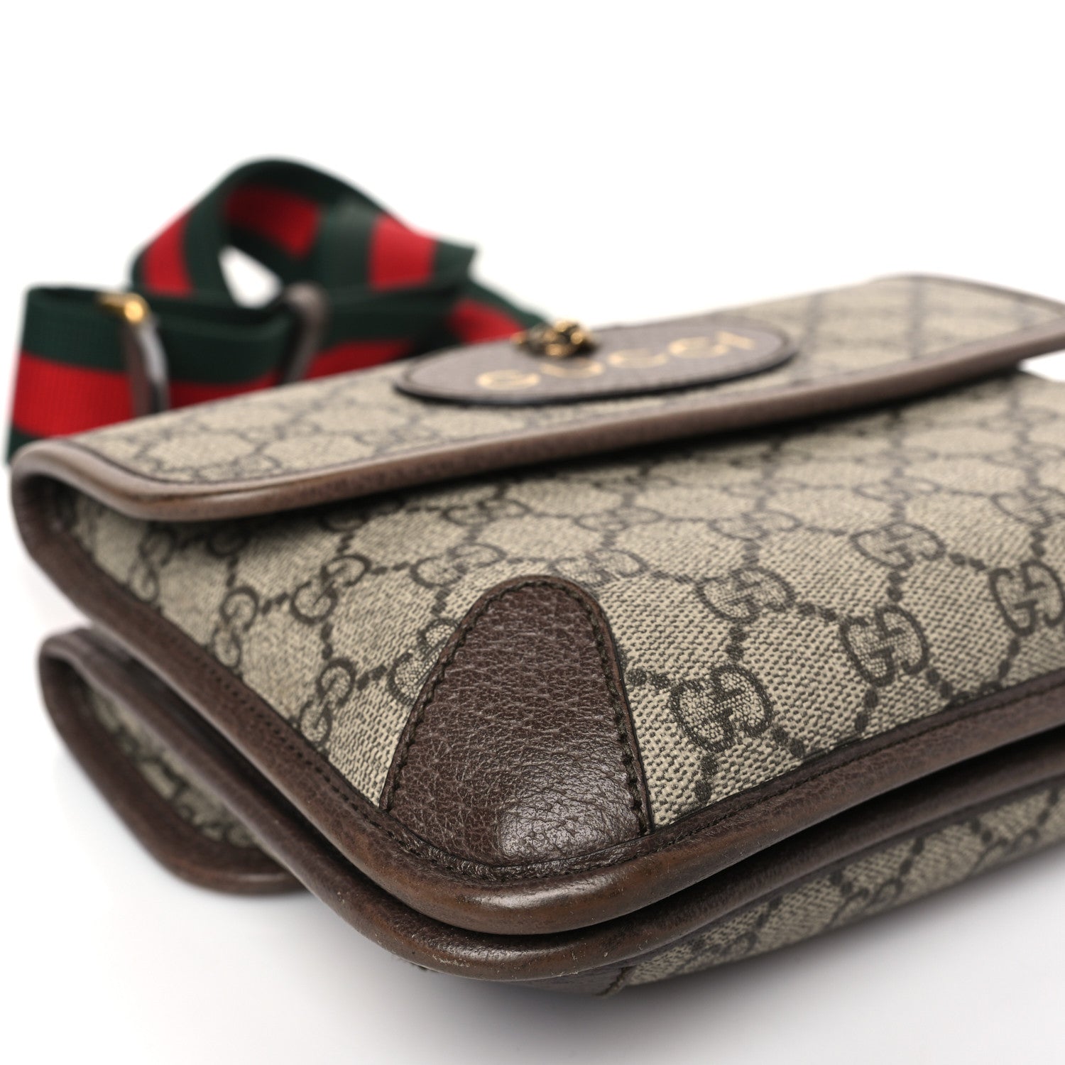 Gucci GG Supreme Monogram Web Small Neo Vintage Double Flap Messenger Bag Beige New Acero 8 of 9