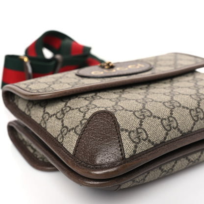 Gucci GG Supreme Monogram Web Small Neo Vintage Double Flap Messenger Bag Beige New Acero 8 of 9