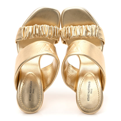 Louis Vuitton Metallic Lambskin Drapy Heel Mules 36 Gold 2 of 9