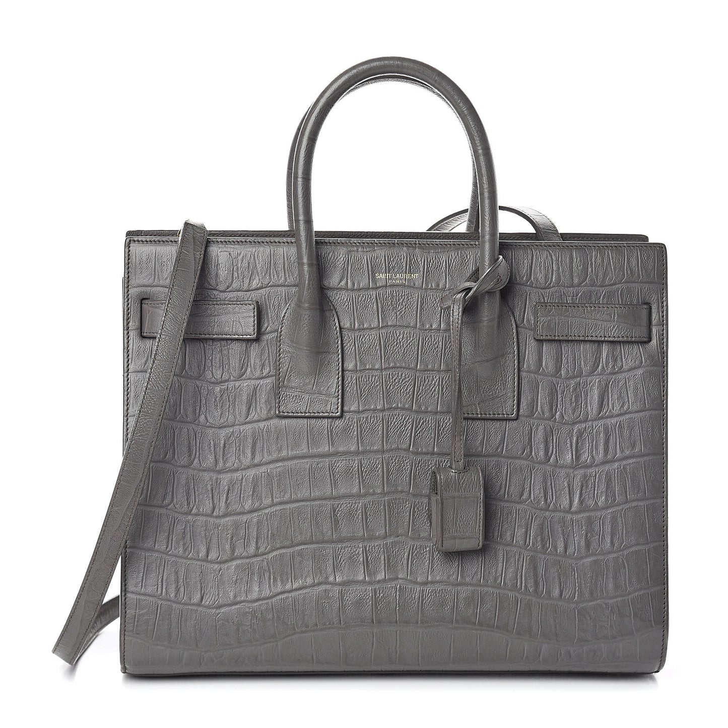 Calfskin Crocodile Embossed Small Sac De Jour Fog