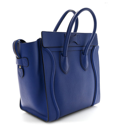 Celine Drummed Calfskin Mini Luggage Indigo 3 of 9