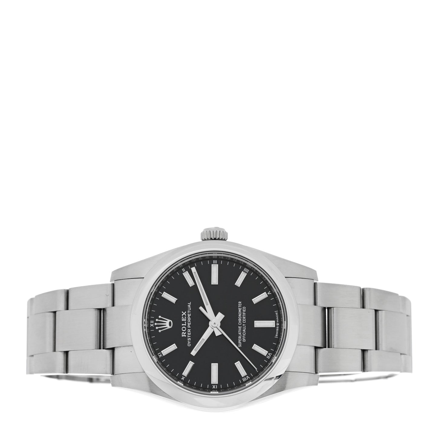 Stainless Steel 34mm Oyster Perpetual Watch Bright Black 124200