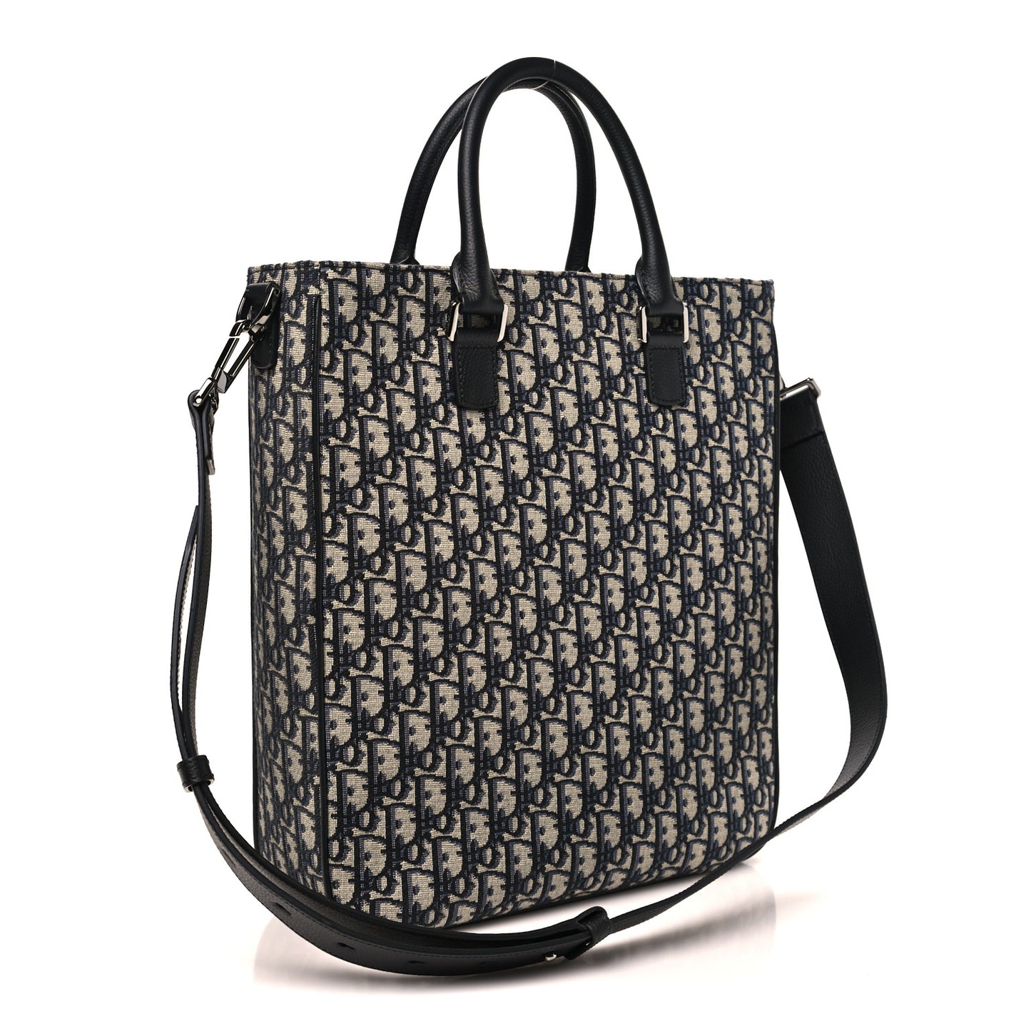 Oblique Saddle Tote Beige Black