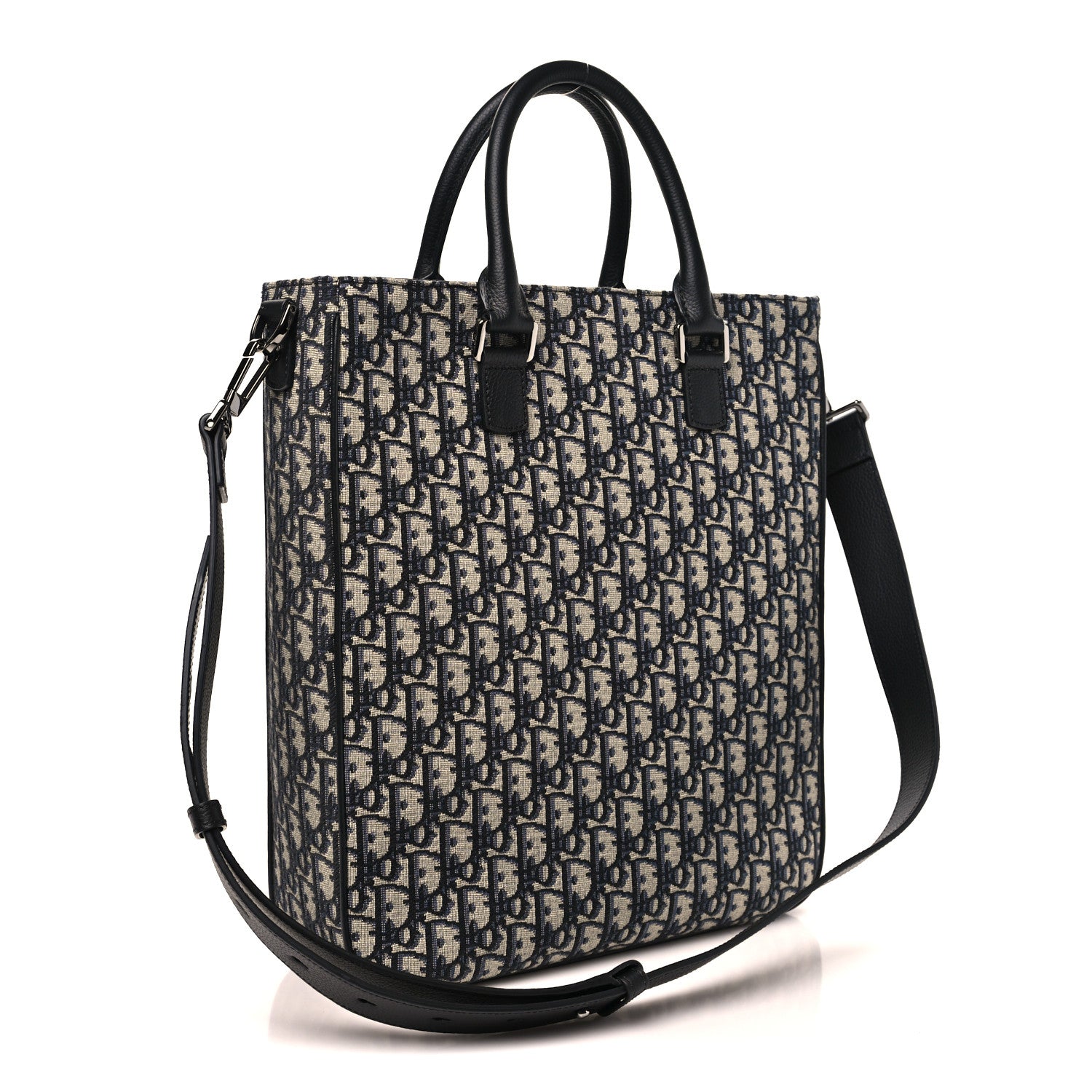 Christian Dior Oblique Saddle Tote Beige Black 3 of 10