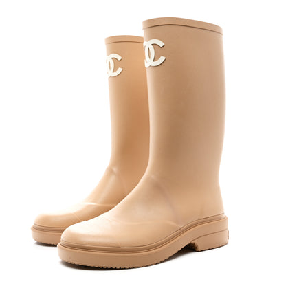Chanel Caoutchouk CC High Boots 37 Beige 3 of 8