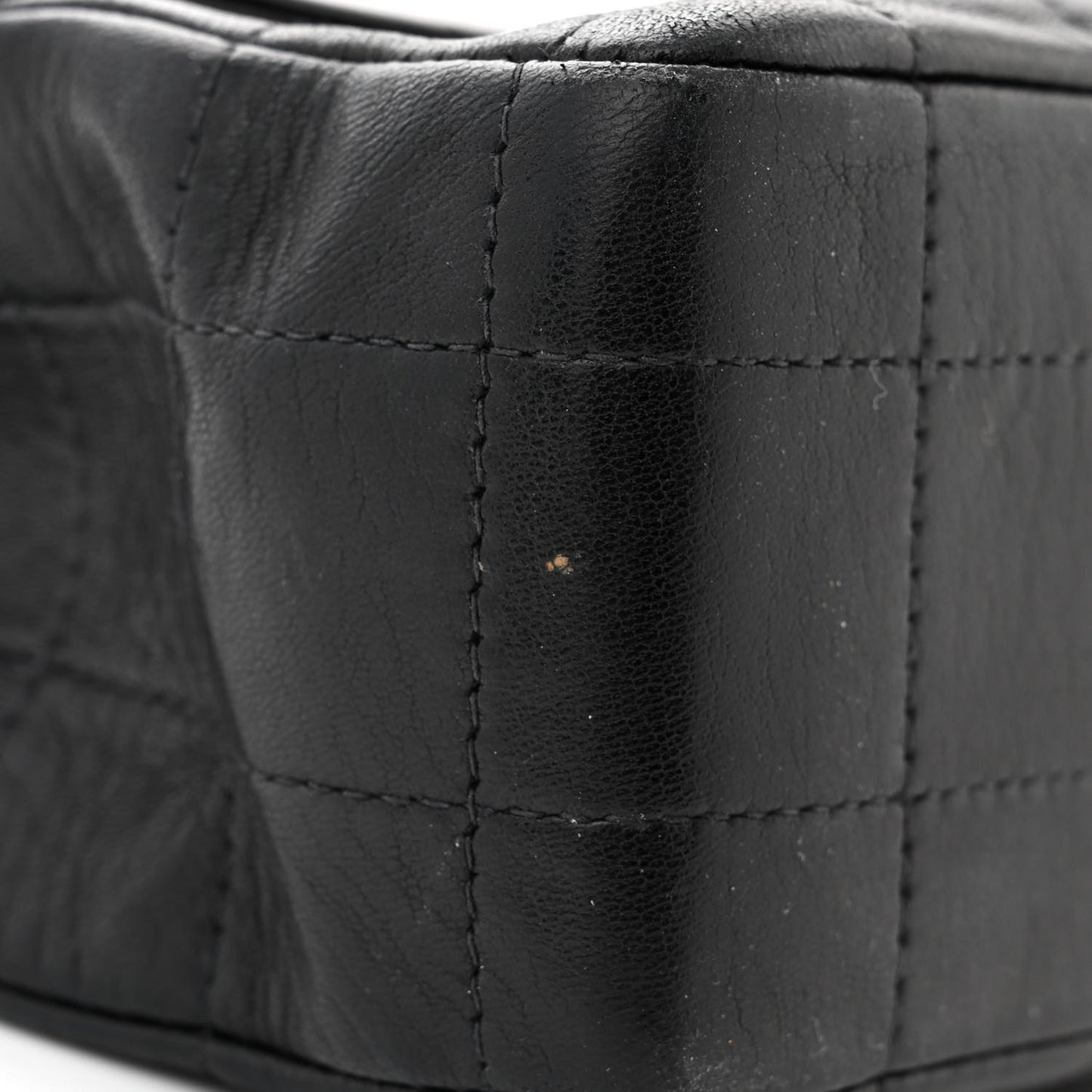 Lambskin Chocolate Bar Mademoiselle Flap Black