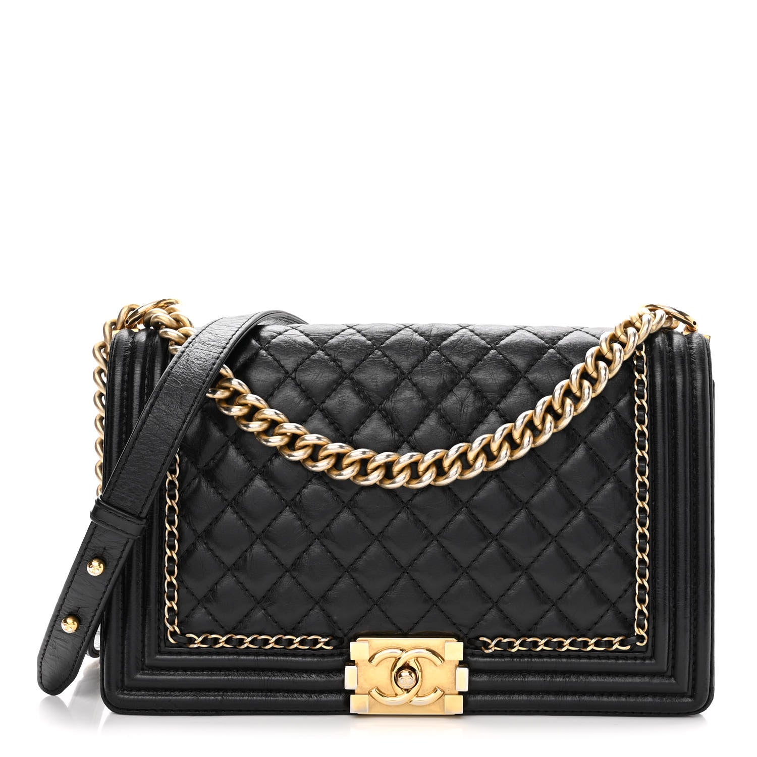 Chanel Aged Calfskin Quilted New Medium Jacket Boy Flap Black 1 of 11