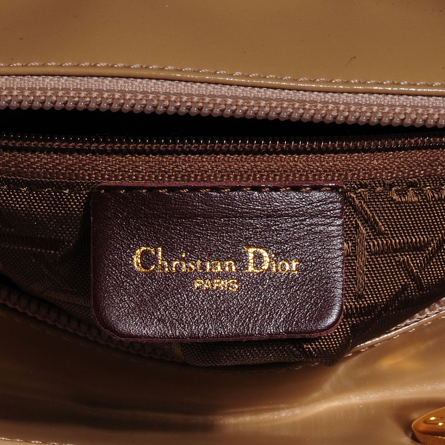 Christian Dior Vintage Patent Medium Lady Dior Beige 5 of 9