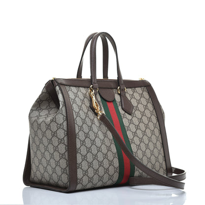 Gucci GG Supreme Monogram Web Medium Ophidia Tote Bag Brown 3 of 9