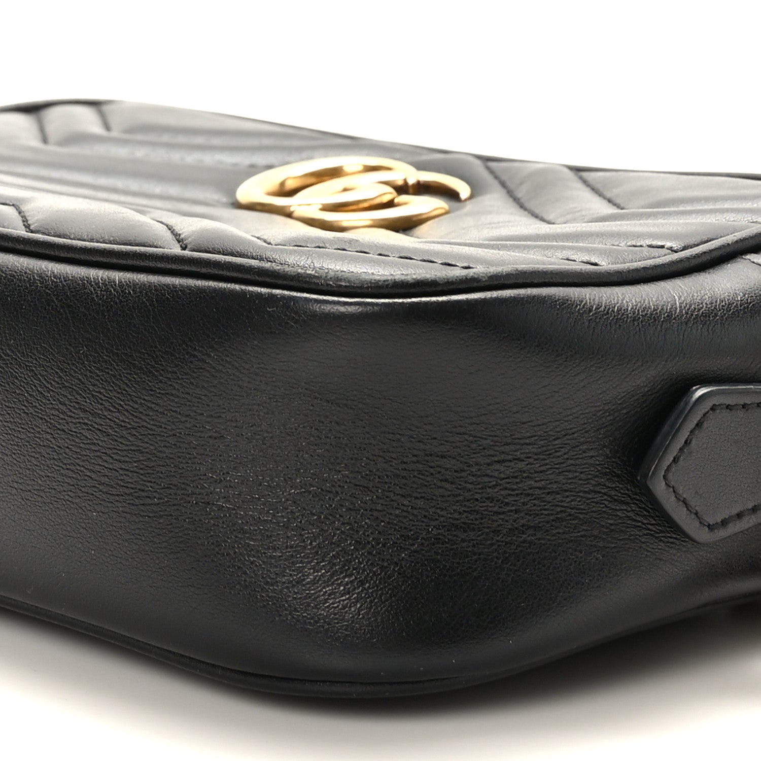 Gucci Calfskin Matelasse Mini GG Marmont Chain Shoulder Bag Black 9 of 10