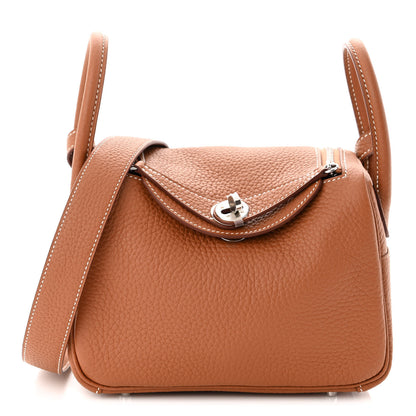 Hermes Taurillon Clemence Mini Lindy 20 Gold 1 of 9