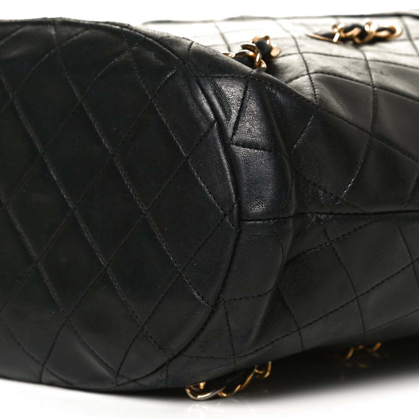 Lambskin Quilted Shopper Tote Black