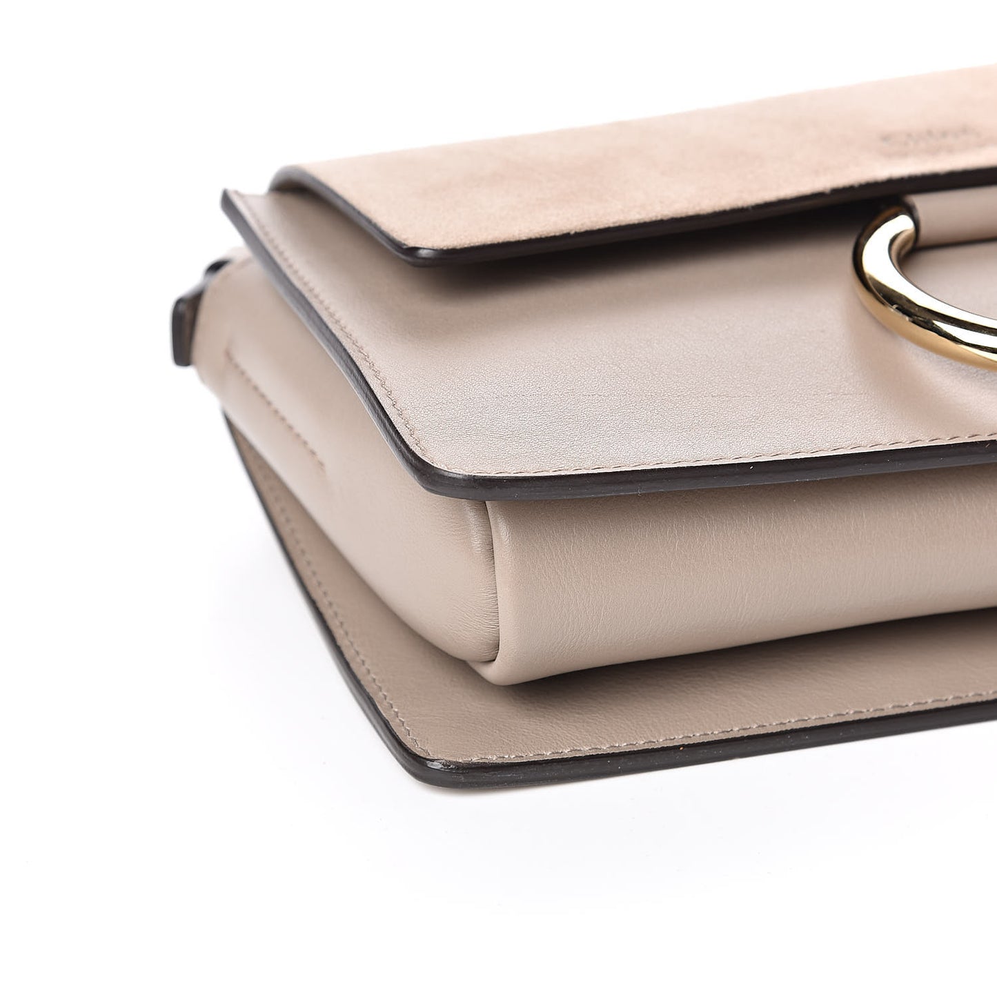 Suede Calfskin Small Faye Shoulder Bag Motty Grey