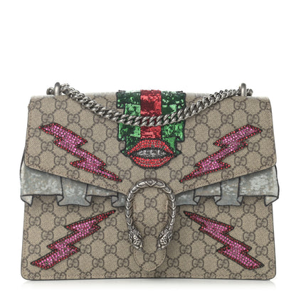 Gucci GG Supreme Monogram Lightning Embroidered Medium Dionysus Shoulder Bag Beige 1 of 11
