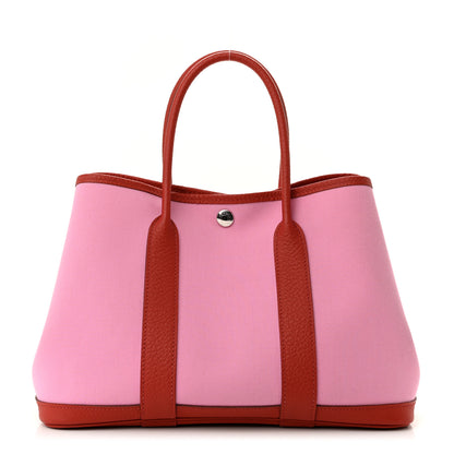 Hermes Toile Militaire Vache Country Garden Party Tote 30 Bubblegum Rouge Duchesse 1 of 10