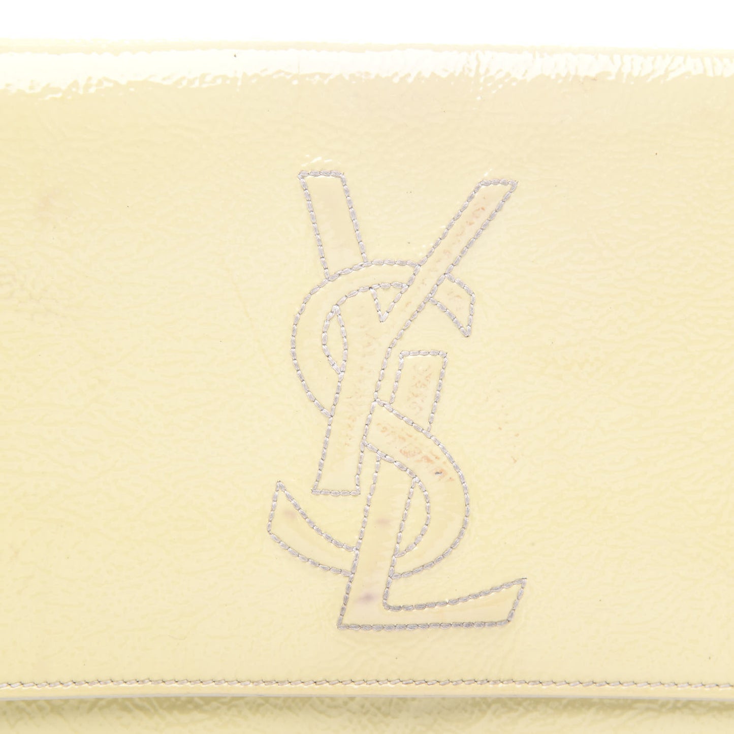 Textured Patent Calfskin Monogram Large Belle De Jour Clutch Ivory