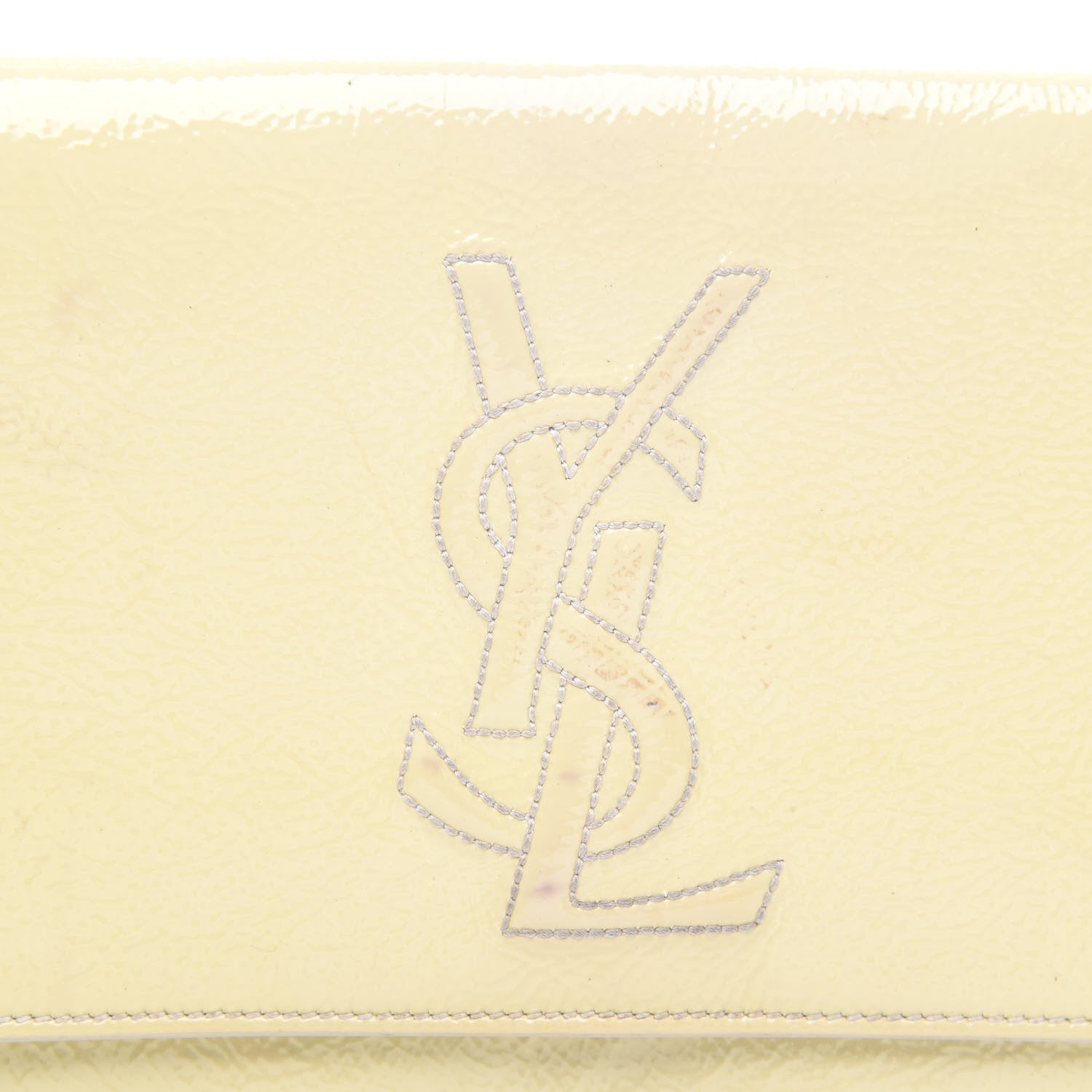 Saint Laurent Textured Patent Calfskin Monogram Large Belle De Jour Clutch Ivory 8 of 8