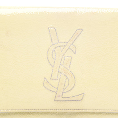 Saint Laurent Textured Patent Calfskin Monogram Large Belle De Jour Clutch Ivory 8 of 8