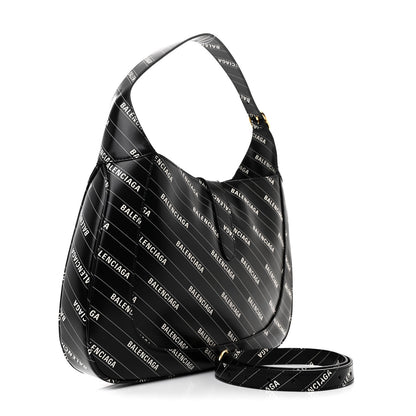 Gucci X BALENCIAGA Calfskin Logo Print Medium Jackie 1961 Hobo Black 3 of 11