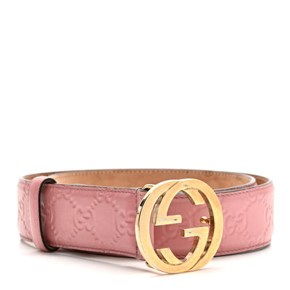 Gucci Guccissima Signature Interlocking G 37mm Belt 80 32 Rose Baby Candy 1 of 5