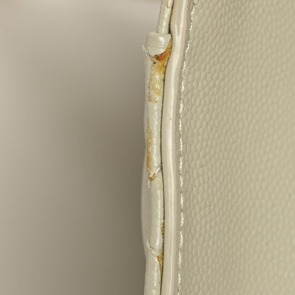 Saint Laurent Grain De Poudre Textured Mixed Matelasse Medium Triquilt Monogram Satchel Crema Soft 7 of 7