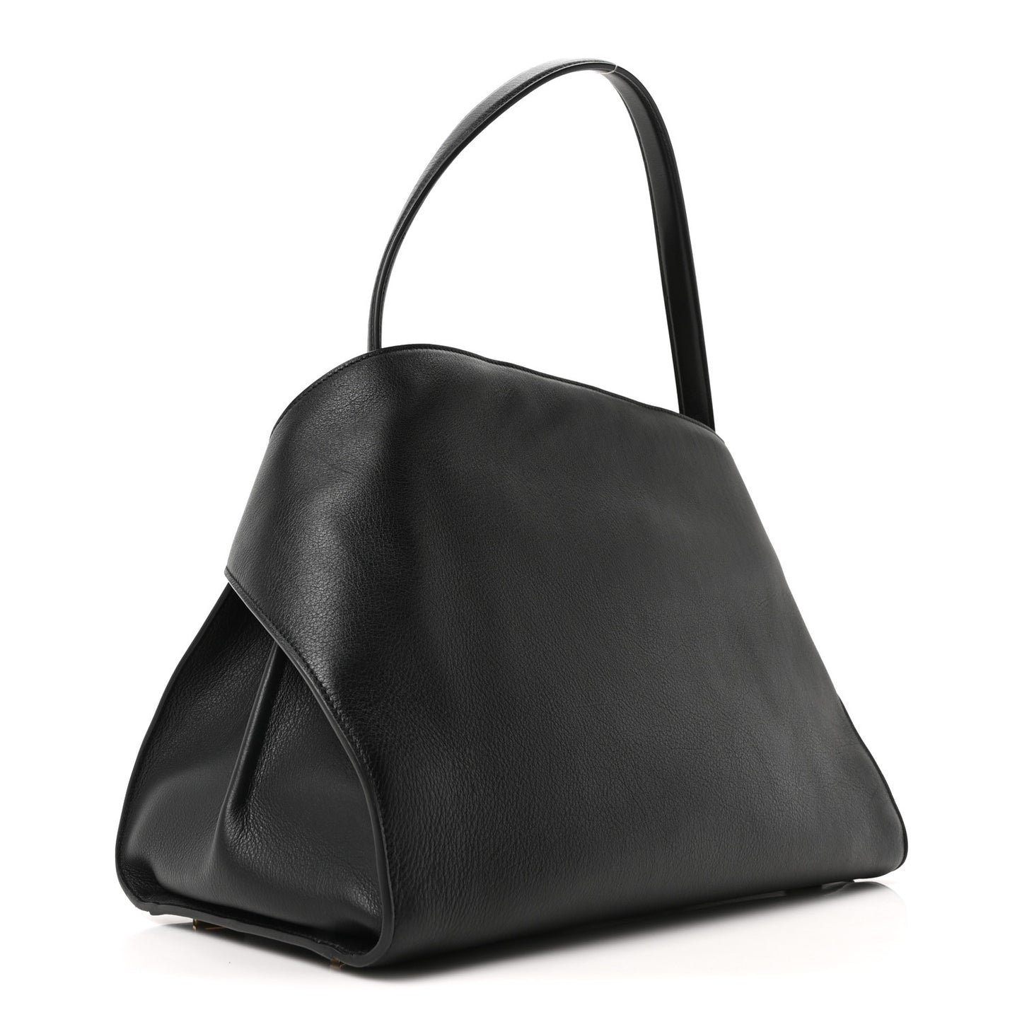 Calfskin Large Hug Soft Bicolor Shoulder Bag Black Flame Red